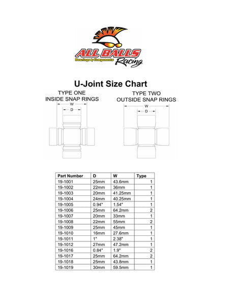 Allballs 19-1004 - Joint Universel 24MM X 40.25MM Type 1